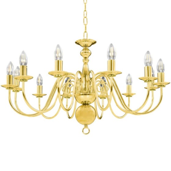vidaXL Gold Chandelier, 12 E14 Bulbs, Ceiling Light, Bedroom Chandelier